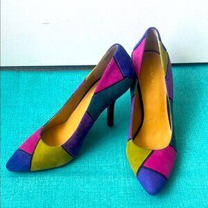 COPY - Nine West Purple and Green Color Block Heels